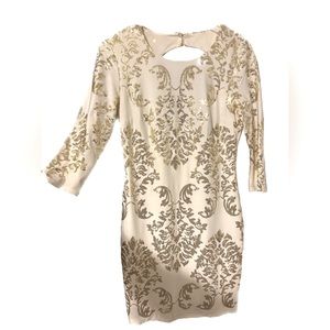 Size 9/10 B. Darlin ivory and gold sequined bodycon dress
